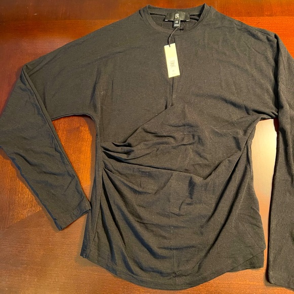 NWT Aleah Black Wool Blend Draped Top Sz XS - Picture 5 of 8